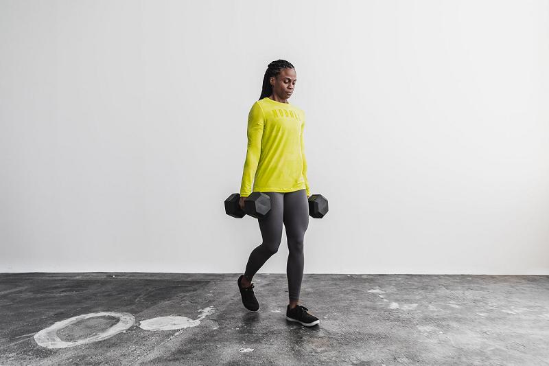 Women's Nobull WoTee (NEON Camo) Long Sleeve Yellow | SG T3158C